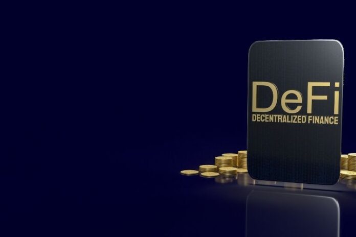 Kripto dünyasında merkeziyetsiz finans DeFi platformlarını temsil eden dijital ağlar ve cüzdan görselleştirmesi.