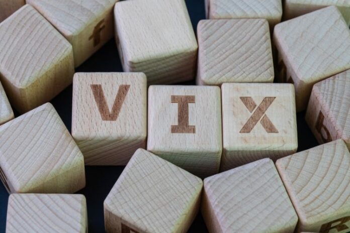 Finansal piyasalarda VIX endeksini gösteren dalgalı bir grafik görseli.